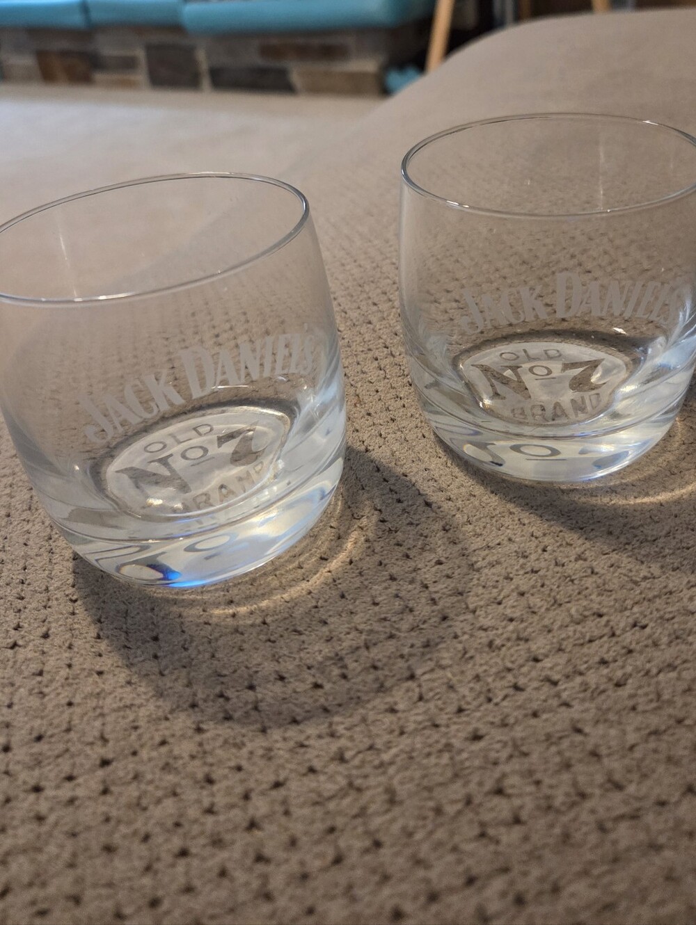 Jack Daniels Logo Old No 7 Brand Etched Whiskey Rocks Glass Round Set Of 2